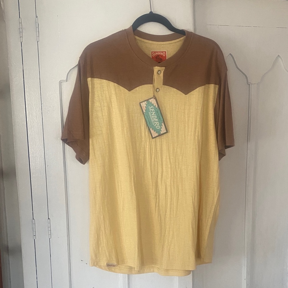 Camino Men's Short Sleeve Shirt - Brown and Yellow